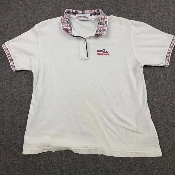 Vintage 90s Pebble Beach Golf Links IZOD Club Polo Women L Country Club * READ - Picture 2 of 8
